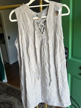 Artisan Ny | Dresses | Artisan Ny 0 Linen Dress Embroidered Sand Khaki  Tunic Boho Womens Size Xs | Poshmark